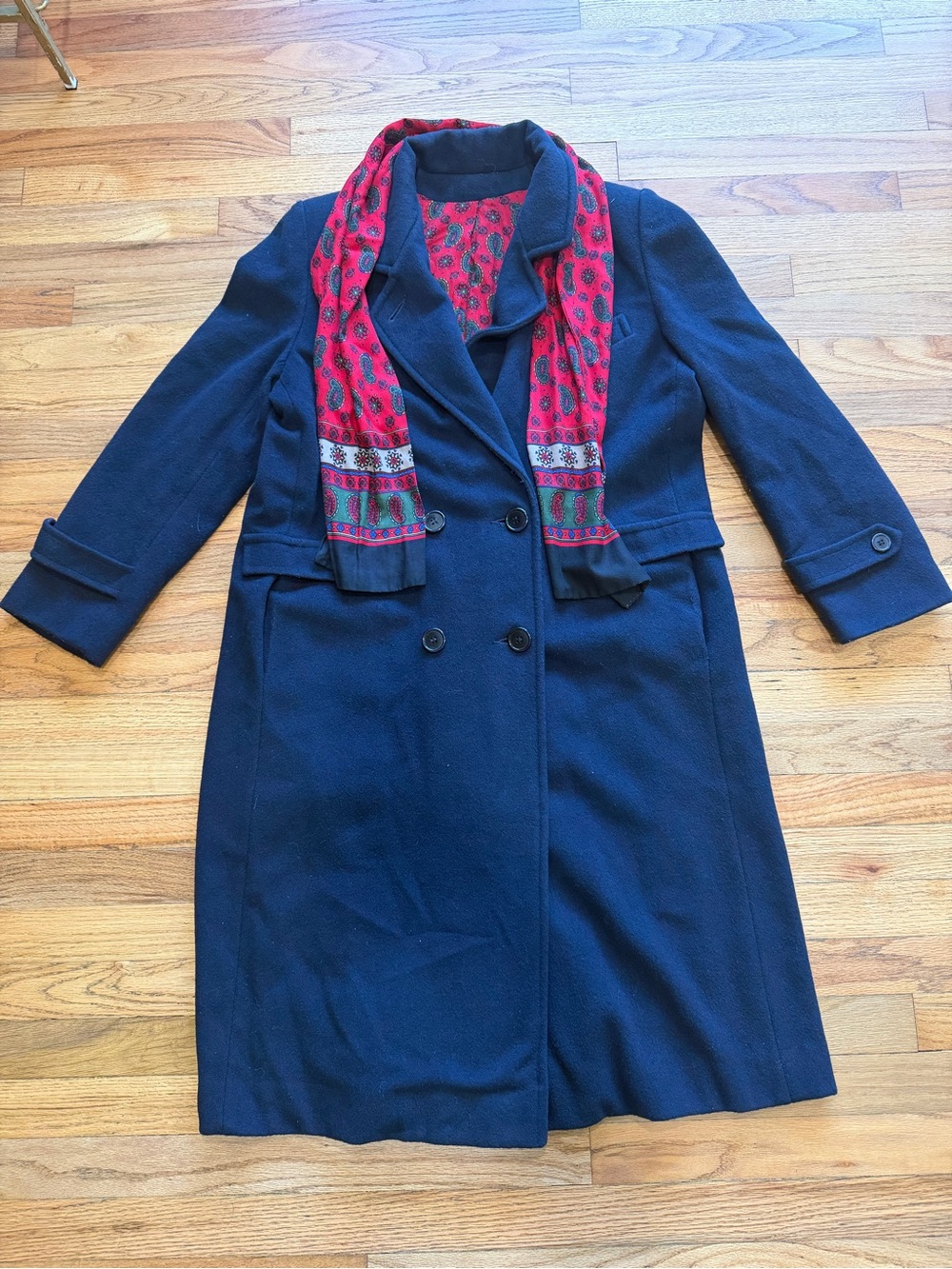 Vintage Central Park NY Paisley Peacoat w/ Scarf Size Medium